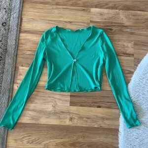 Green Button Front Top